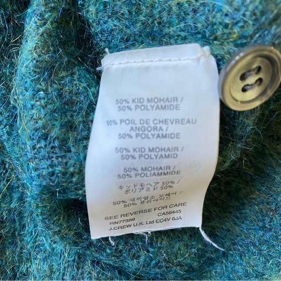 J Crew Boyfriend Cardigan Sweater Blue Green Mohair Size small B5228 - Picture 7 of 7
